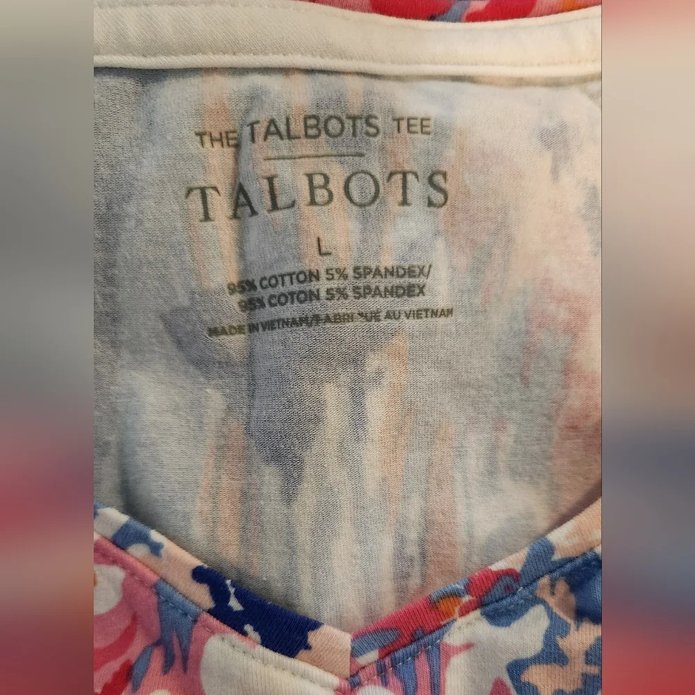 Women's Talbots Floral Tee, Size L - Picture 2 of 10